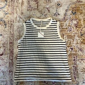 KULE Navy and Cream Striped Top